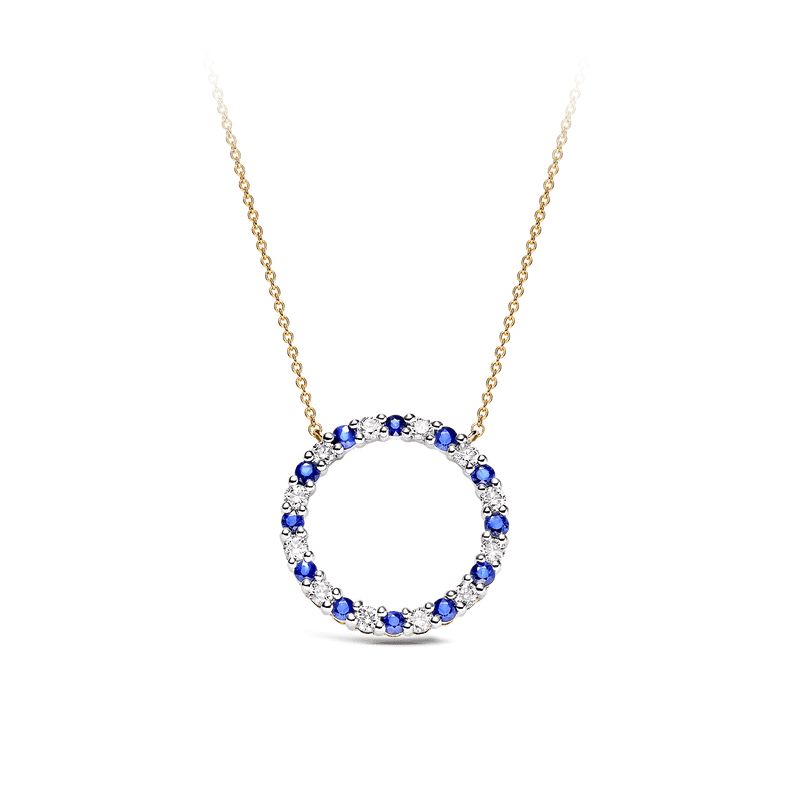 Sapphire and Diamond Circle Necklace in 9ct Yellow Gold - Wallace Bishop