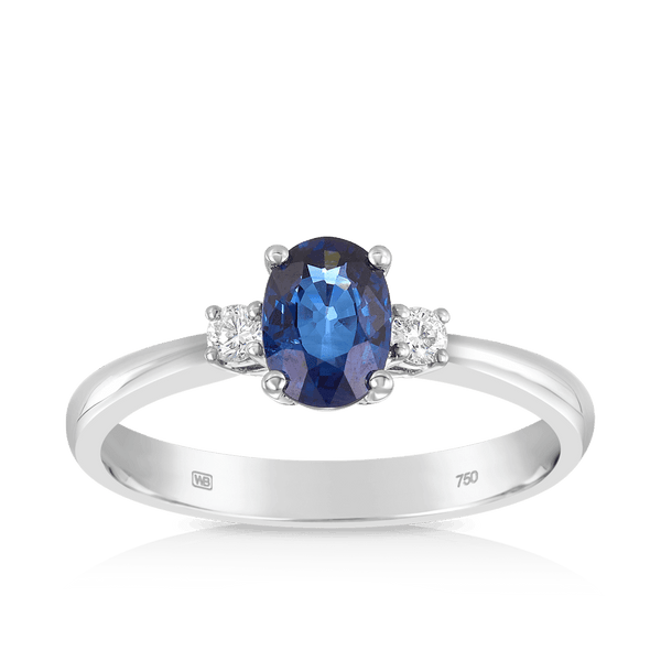 Sapphire & Diamond Oval Ring in 18ct White Gold