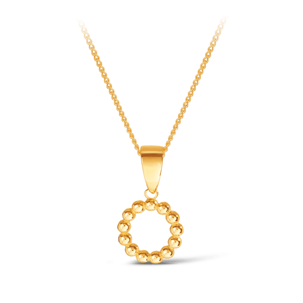 Small Beaded Circle Pendant in 9ct Yellow Gold - Wallace Bishop
