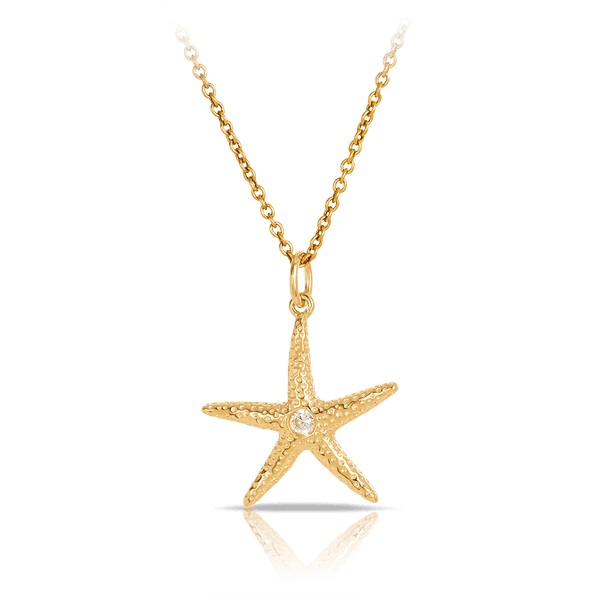 Starfish & Cubic Zirconia Pendant in 9ct Yellow Gold - Wallace Bishop