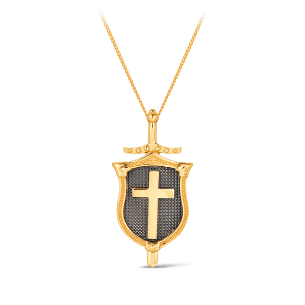 Sword, Shield & Cross Pendant in 9ct Yellow Gold - Wallace Bishop