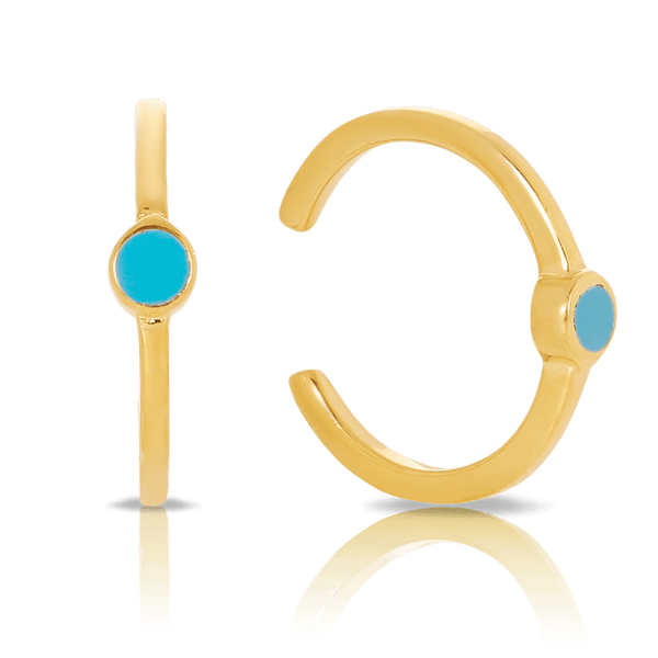 Turquoise Enamel Ear Cuffs in 9ct Yellow Gold - Wallace Bishop
